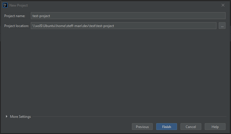 Set up a new project with IntelliJ located in your WSL installation.
